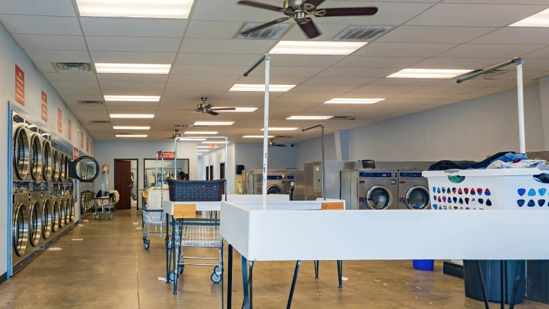 Oklahoma, OCT 2, 2021 - Interior view of a laundry store