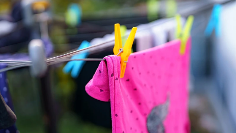 Washed items are dried on a dryer after washing in a washing machine.